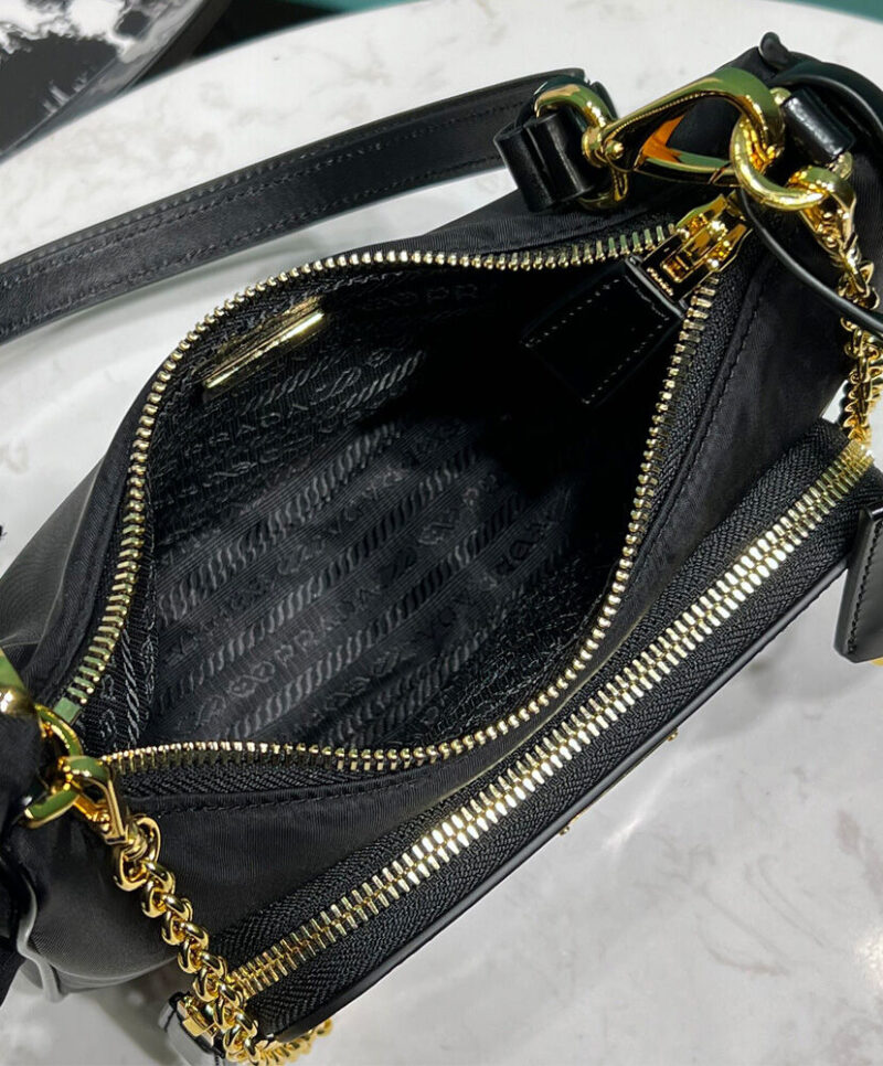Prada Re-Nylon And Brushed Leather Mini-bag 1BC198 Black
